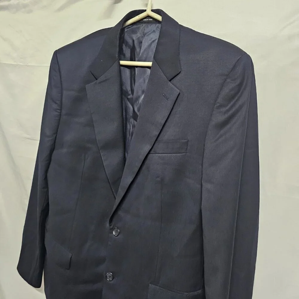 Lauren Ralph Lauren Coat Blazer Men Size 42 L Navy Blue Pure Woolmark 100% Wool